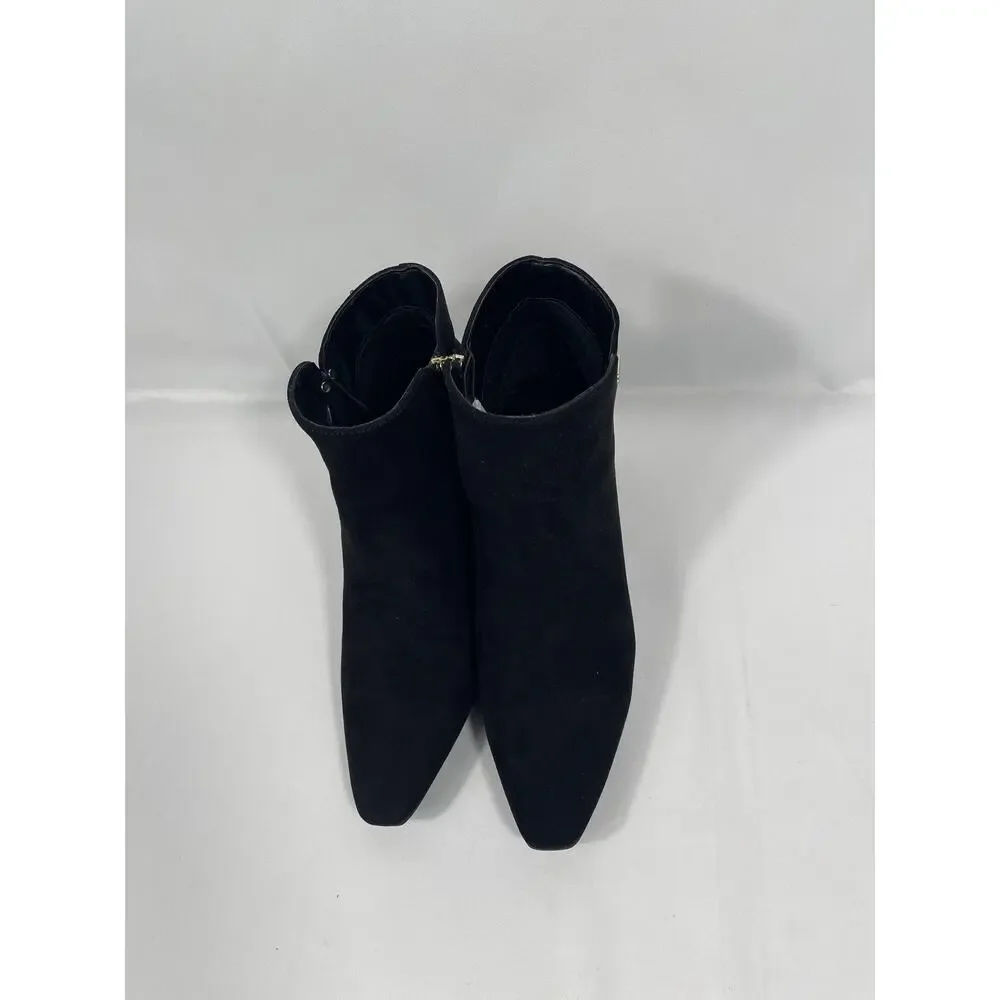 Jones New York Shoes Women's Size 8.5 Black Delno Booties Heels Block Zip Suede - Picture 3 of 7